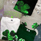 S-XXL Black Sequin Shamrock Corded Crew