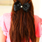 Black Satin Pearl Detail Coquette Bow