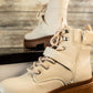 Pat Lace Up Bootie in Off White
