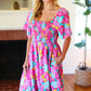 Vacay Vibes Fuchsia Floral Print Fit & Flare Smocked Dress