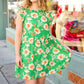 Bright Thoughts Green Floral Frill Mock Neck Ruffle Dress