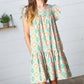 Mint Geo Boho Print Yoke Poplin Woven Dress