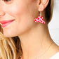 Pink Wooden Cow Print Hat Earrings