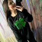 S-XXL Black Sequin Shamrock Corded Crew