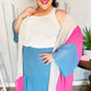 Feel Your Best Taupe & Fuchsia Color Block Ruffle Hem Kimono