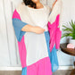 Feel Your Best Taupe & Fuchsia Color Block Ruffle Hem Kimono