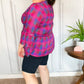 Back To Basics Fuchsia Plaid Notched Neck Babydoll Top