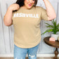 Taupe Pop-Up Embroidered "NASHVILLE" Ribbed Top