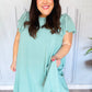 Out For The Day Sage Crinkle Woven Ruffle Sleeve Dress