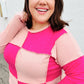 Pink/Blush Checkerboard Outseam Colorblock Sweater Top