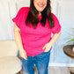 Be Your Best Fuchsia Cable Knit Dolman Short Sleeve Sweater Top