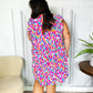 Feeling Femme' Fuchsia & Mint Abstract Print Frill Mock Neck Dress