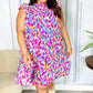 Feeling Femme' Fuchsia & Mint Abstract Print Frill Mock Neck Dress