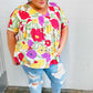 Multicolor Floral V Neck Dolman Top