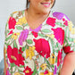 Multicolor Floral V Neck Dolman Top