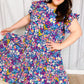 Just A Dream Navy Floral Smocked Ruffle Sleeve Maxi Dress