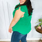 Glamorous In Kelly Green Textured Ruffle Mock Neck Top