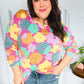 Easy To Love Fuchsia Floral Two Tone Knit Vintage Top
