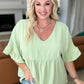 Airflow Peplum Ruffle Sleeve Top in Sage