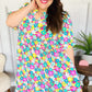 Can't Say No Mint & Fuchsia Floral Notch Neck Bubble Sleeve Dress