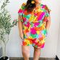 Under The Sun Abstract Floral Smocked Waist V Neck Flutter Sleeve Romper