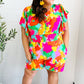 Under The Sun Abstract Floral Smocked Waist V Neck Flutter Sleeve Romper