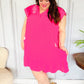 Bright Thoughts Hot Pink Embroidered Notched Neck Tassel Dress