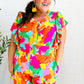 Under The Sun Abstract Floral Smocked Waist V Neck Flutter Sleeve Romper