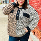 Fun Days Ahead Camel Leopard Color Block Button Down Pullover