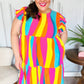 Eyes On You Multicolor Abstract Print Smocked Ruffle Sleeve Dress