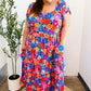 Follow Me Aqua Floral Print Square Neck Tiered Ruffle Maxi Dress