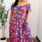 Follow Me Aqua Floral Print Square Neck Tiered Ruffle Maxi Dress