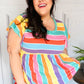 Best In Bold Multicolor Stripe Thermal Ruffle Sleeve Babydoll Top