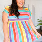 Best In Bold Multicolor Stripe Thermal Ruffle Sleeve Babydoll Top