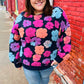 Feeling Joyful Navy & Fuchsia Embroidered Sherpa Flower Pullover