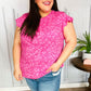 Look Of Love Fuchsia Floral Yoke Ruffle Short Sleeve Top