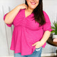 Feeling Strong Fuchsia Textured V Neck Babydoll Top