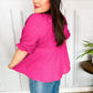 Feeling Strong Fuchsia Textured V Neck Babydoll Top