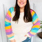 Just For You Rainbow Bubble Sleeve Terry Raglan Top