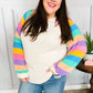 Just For You Rainbow Bubble Sleeve Terry Raglan Top