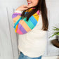 Just For You Rainbow Bubble Sleeve Terry Raglan Top