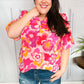 All That You Need Pink Floral Puff Sleeve V Neck Top