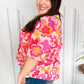 All That You Need Pink Floral Puff Sleeve V Neck Top