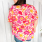 All That You Need Pink Floral Puff Sleeve V Neck Top