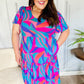 Remember Me Blue & Fuchsia Geo Print V Neck Dress