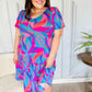 Remember Me Blue & Fuchsia Geo Print V Neck Dress