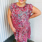Fuchsia & Teal Abstract Dot Yoke Woven Dress