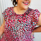 Fuchsia & Teal Abstract Dot Yoke Woven Dress
