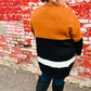 Layer Me Up Rust & Black Color Block Knit Open Cardigan