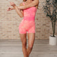 Mineral Washed Romper in Neon Coral Fuchsia